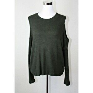 NWT Y2K Normcore CALIFORNIAN STITCH  Knit Top Sz. XL Cold Shoulder Green LS #03